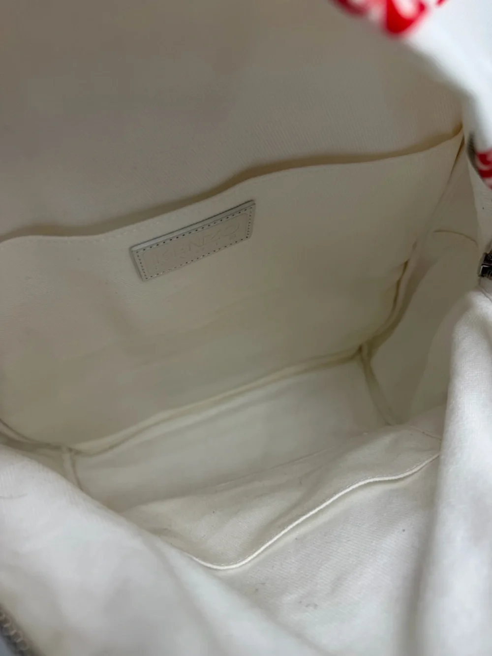 Kenzo Paris Logo Print Backpack Off White Red Allover Logo Canvas New With Tags